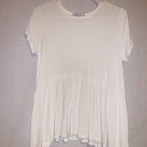 White Short Sleeve Shirt w/ Flair At Bottom